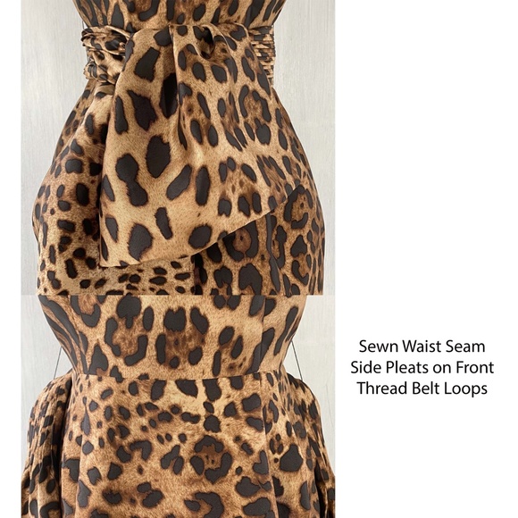 $$$ SOLD PER SE Silk Animal Print Cap Sleeve Dress w/Sash - Picture 5 of 9